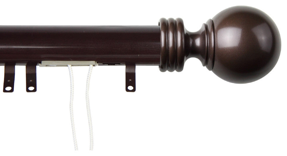 Archie Decorative Traverse Rod With  Sliders 48"- 84", Cocoa