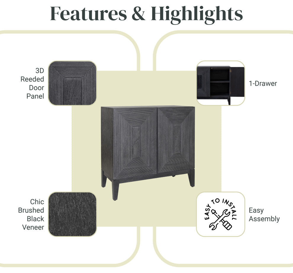Covey Cabinet 2 Doors, Brushstroke Black