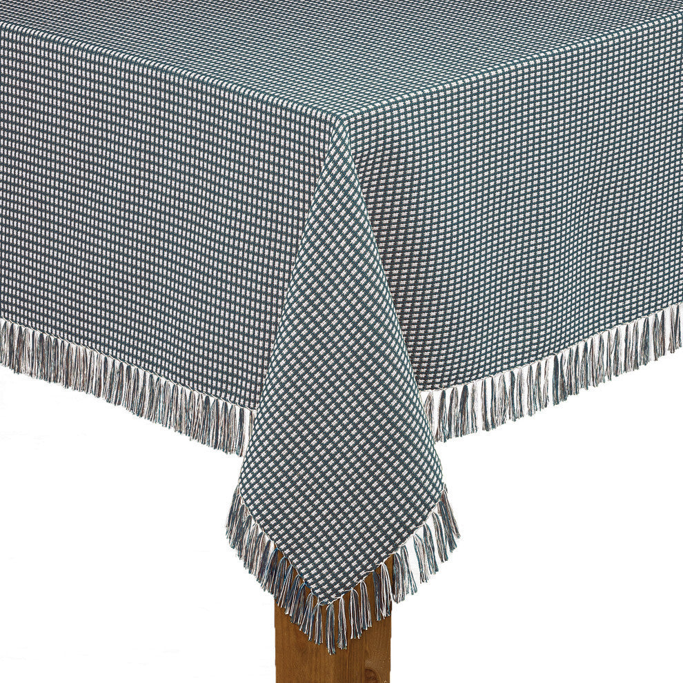Homespun Fringed 100% Cotton Tablecloth, Hunter Green, 60"x120"