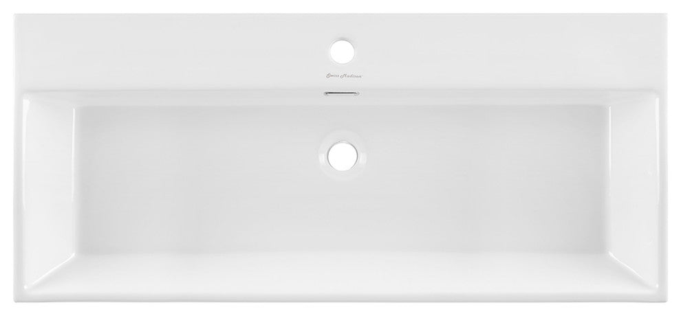 Claire 40" Ceramic Console Sink White Basin Chrome Legs