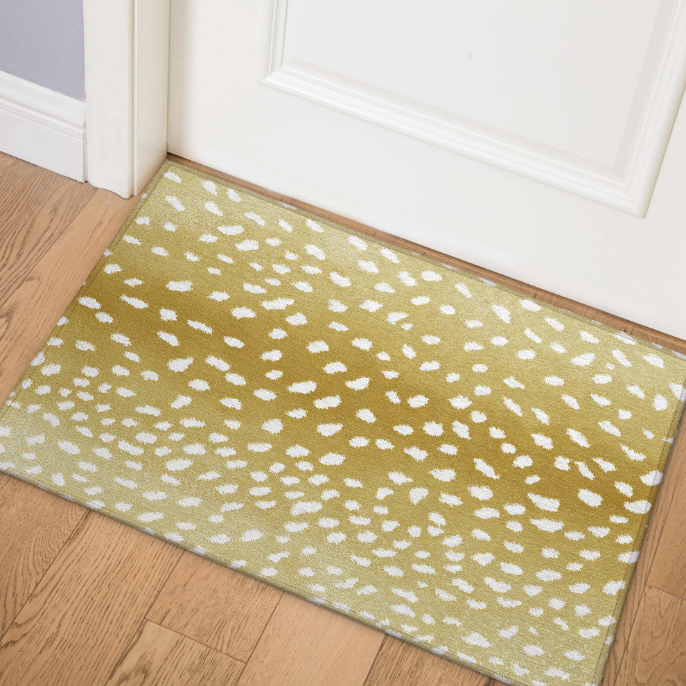 Indoor/Outdoor Mali ML3 Gold Machine Washable 1'8" x 2'6" Rug