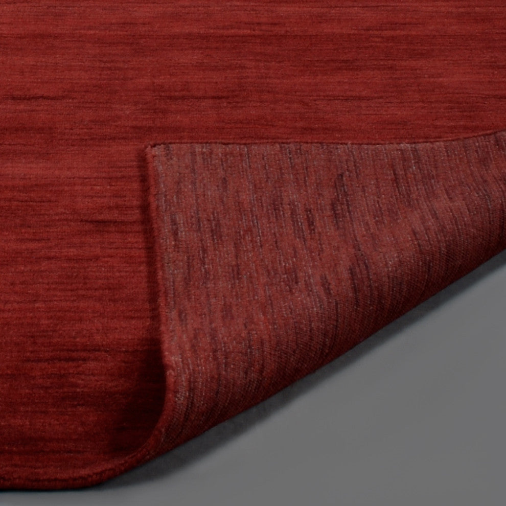 HAND KNOTTED LOOM WOOL ECO-FRIENDLY AREA RUGS - Rectangle, Dark Red, Solid