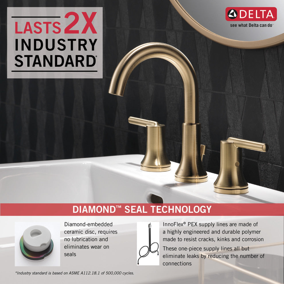 Delta Trinsic 2 Handle Widespread Faucet, Champagne Bronze, 3559-CZMPU-DST