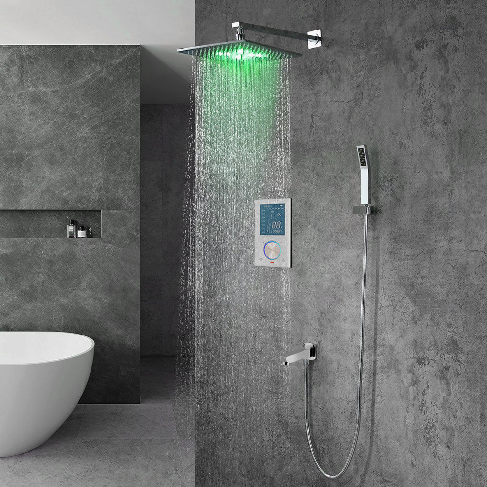 10" Wall Mount digital thermostatic shower Temperature display LED Shower Set