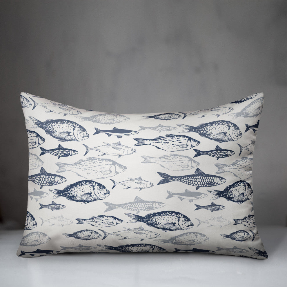 Shades Of Fish Navy 14x20 Pillow