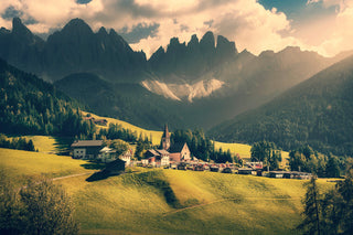 Sun Rays and Santa Maddalena Landscape Photo Loose Wall Art Prints, 12" X 16"