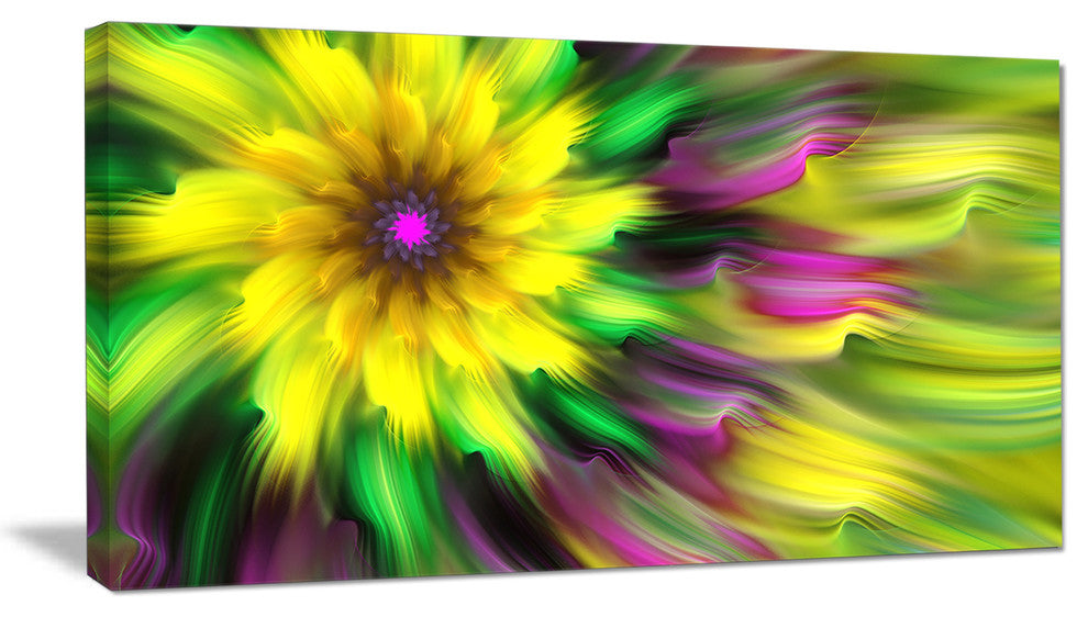 Dance of Yellow Exotic Flower, Floral Canvas Art Print, 32"x16"