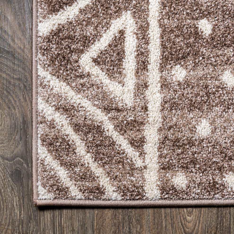 Amanar Tribal Geometric Brown/Ivory 2 ft. x 10 ft. Runner Rug