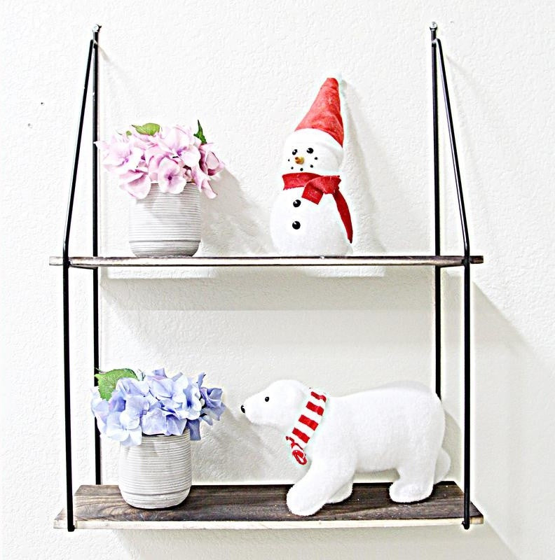 2 Tier Wooden Floating Shelves