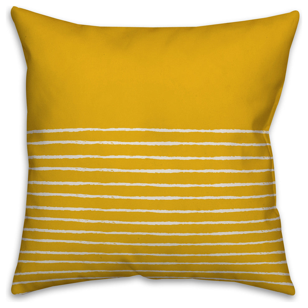 Yellow and White Sketch Stripes 16x16 Throw Pillow