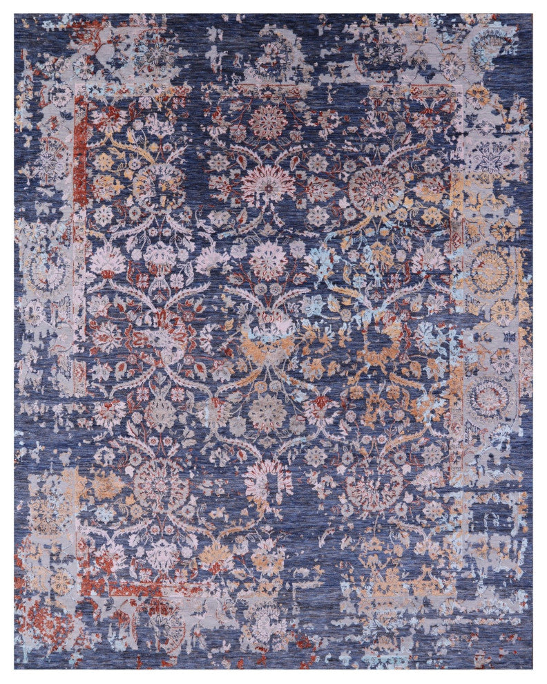 8' 1" X 10' 0" Persian Hand Knotted Wool and Silk Rug Q11794
