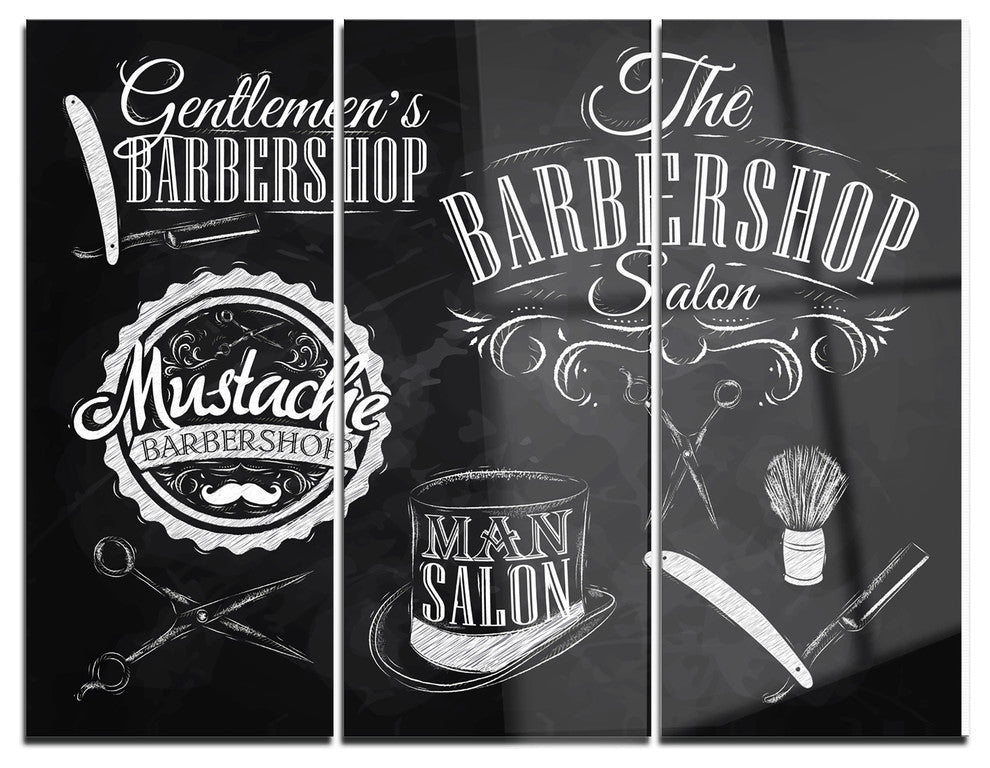 "Set Barbershop" Digital Metal Wall Art, 3 Panels, 36"x28"