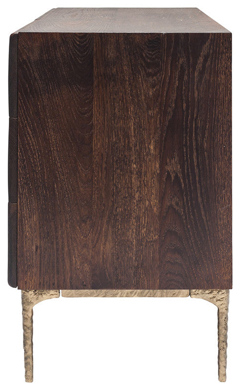Kulu Seared Oak and Gilded Bronze Cast Iron Legs Sideboard Buffet