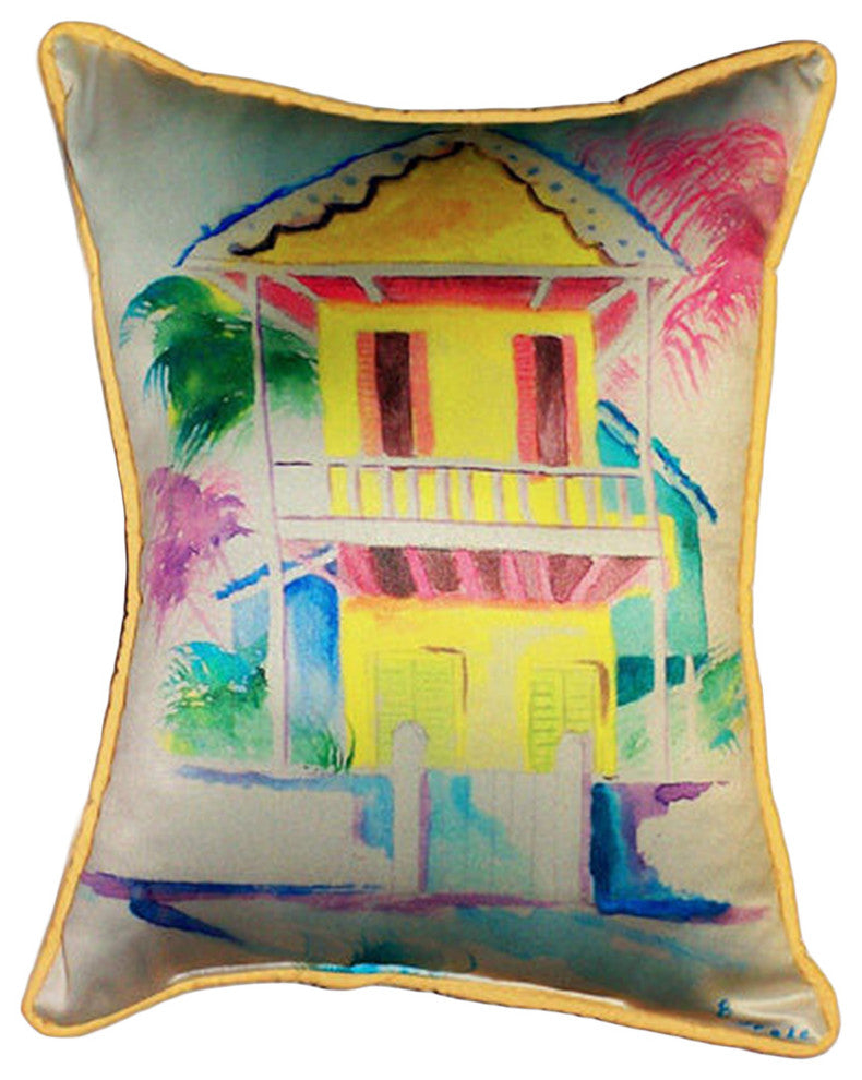 Betsy Drake West Palm Hut Extra Large 24 X 20 Indoor / Outdoor Yellow Pillow