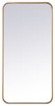 Ellis Soft Corner Metal Rectangular Mirror, Brass, 18"x36"