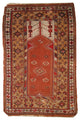 Consigned, Hand Made Antique Prayer Turkish Melas Rug 4'x6.3', 1920