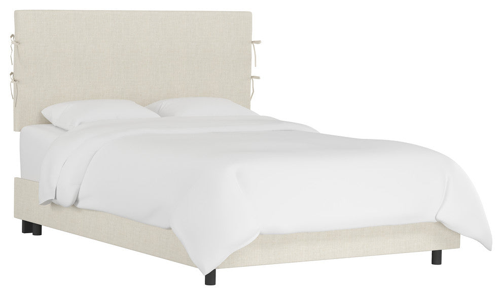 Bern Queen Slipcover Bed With Ties, Linen Talc