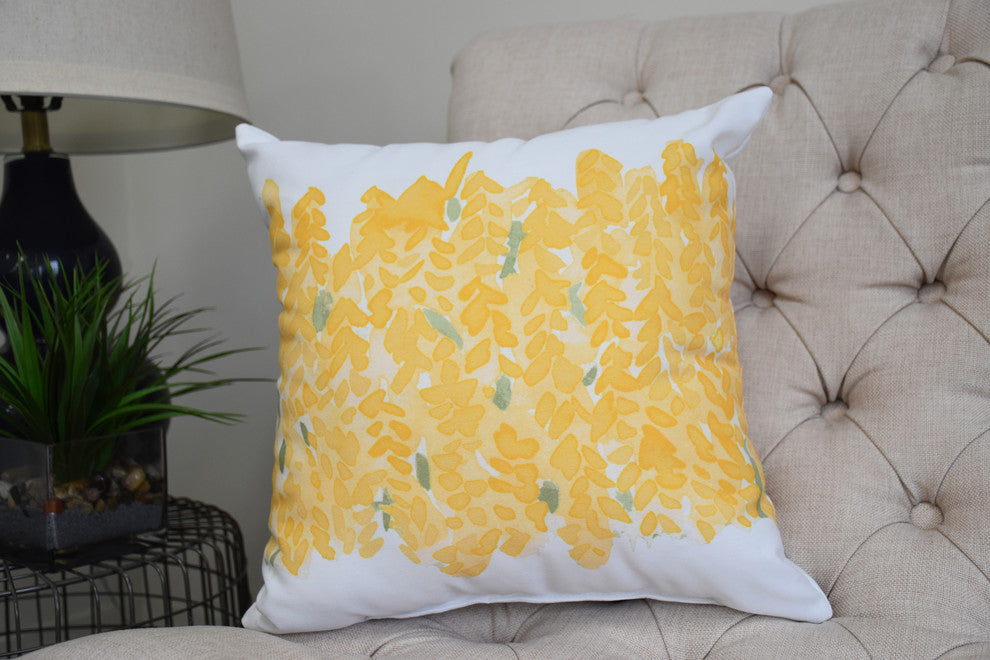 Flower Bell Bunch Decorative Floral Throw Pillow, Yellow, 20"