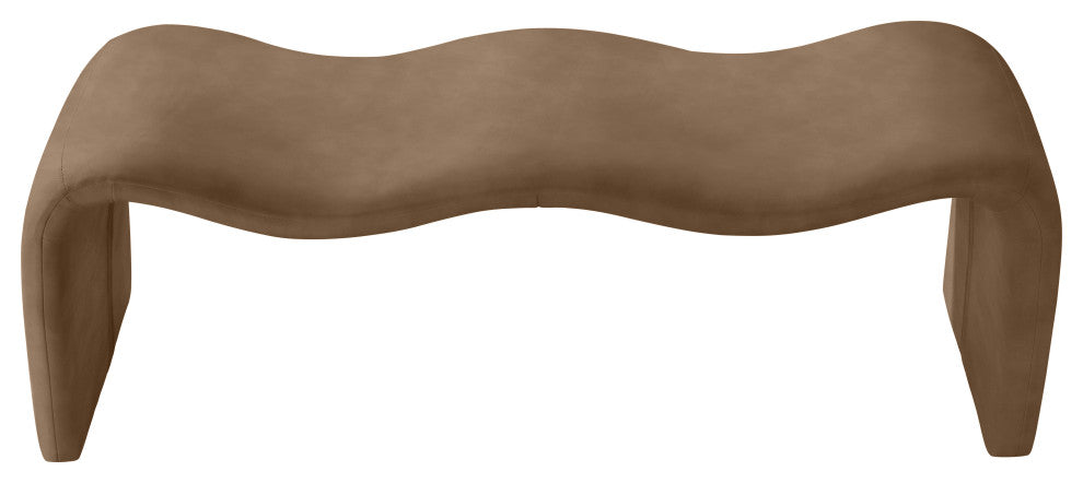 Willow Upholstered Bench, Brown, Vegan Leather