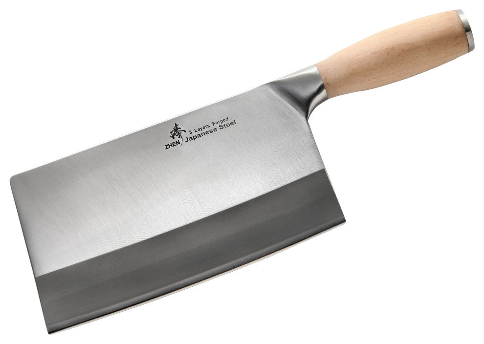 Zhen Japanese Heavy Duty Cleaver Chopping Chef Butcher Knife, 7", Bone Chopper