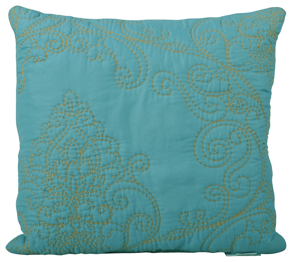 Damask Coverlet 4 Piece Bed Spread Set, Teal, Queen