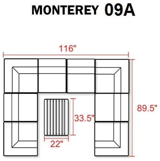 Monterey 9 Piece Outdoor Wicker Patio Furniture Set 09a