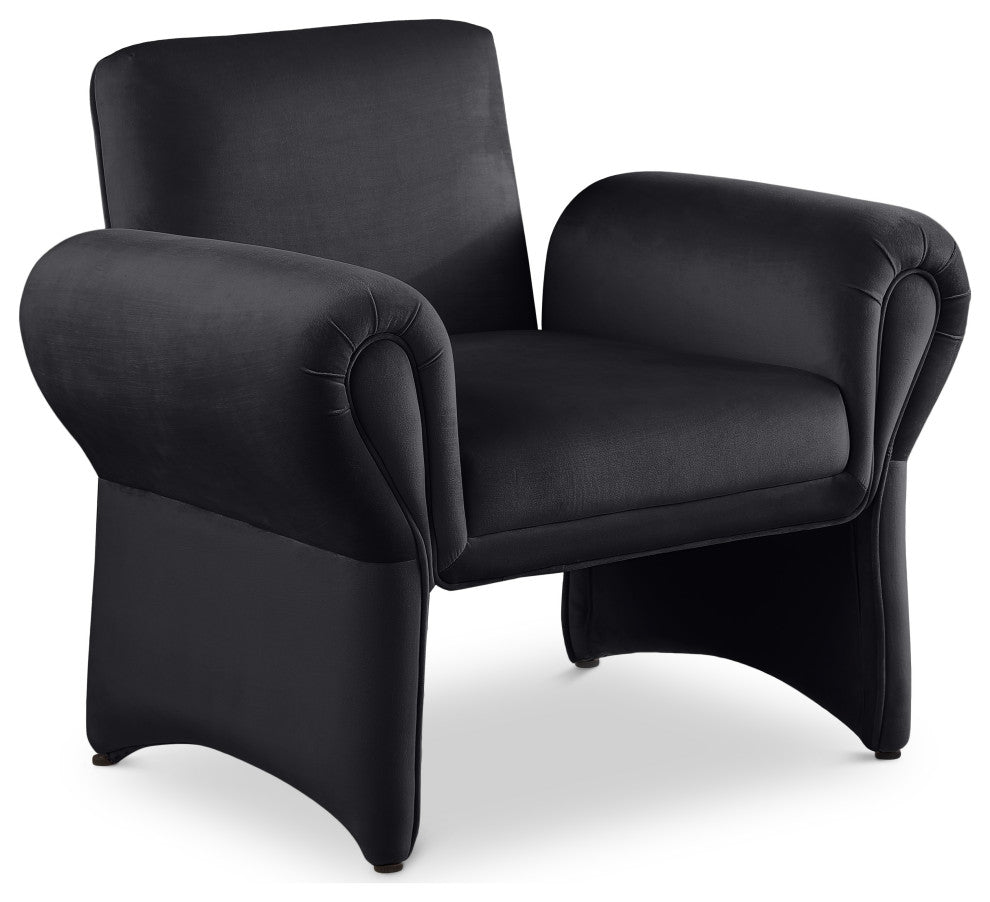 Fleurette Velvet Accent Chair, Black