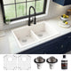 Karran 33" Top Mount Double Equal Bowl Quartz Kitchen Sink Kit, White