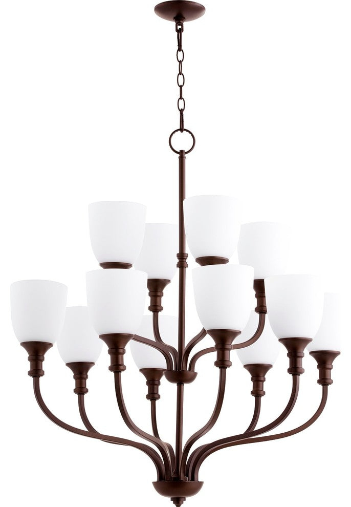Quorum Richmond 12 Light 34" Chandelier, Oiled Bronze
