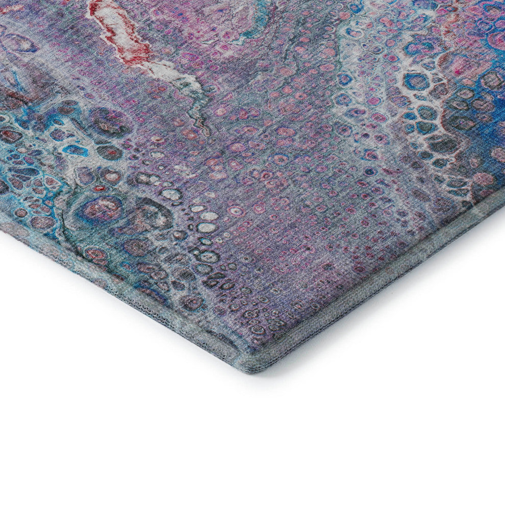 Premium Machine Washable Mayfield AMF588 Blue 8' x 8' Round Rug