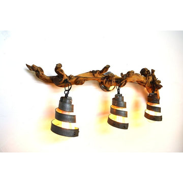 Grapevine and Wine Barrel Ring Vanity Light - Arneis - made from CA wine barrels
