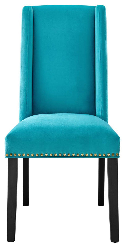 Dining Chair, Nailhead, Set of 2, Blue, Velvet, Modern, Cafe Bistro Hospitality