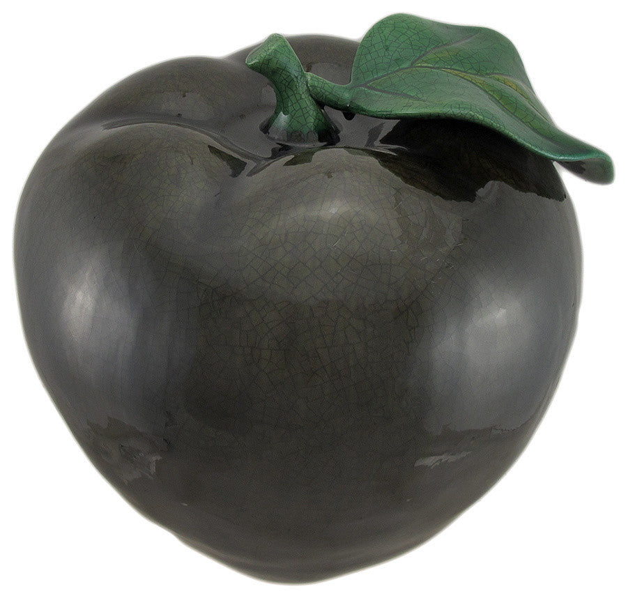 11 Inch Diameter Dark Green Ceramic Apple