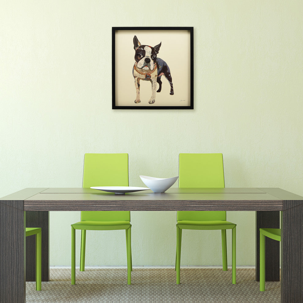 "Terriers" Dimensional Handmade Collage Wall Art Framed Under Glass