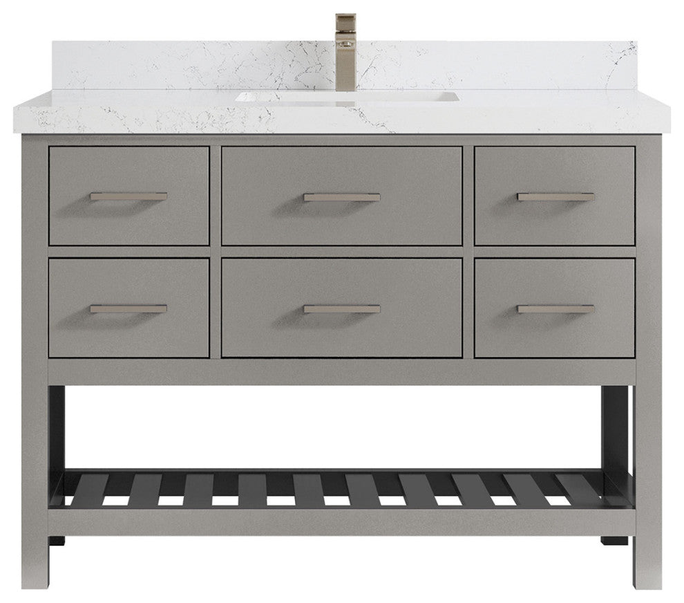 Parker 48 Single Sink Bath Vanity in Elephant Skin Gray  2" Empira Quartz
