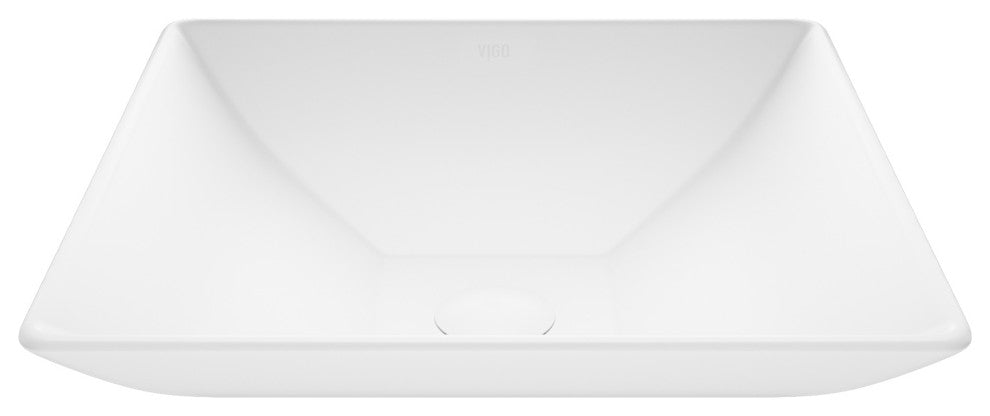 VIGO Hibiscus 16"L x 16"W x 5"H Matte Stone Square Bathroom Vessel Sink