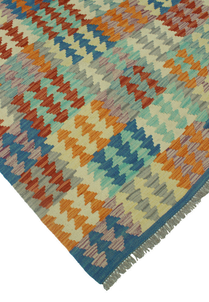 Sangat Kilim Madiana Orange/Blue Rug, 4'1x5'7