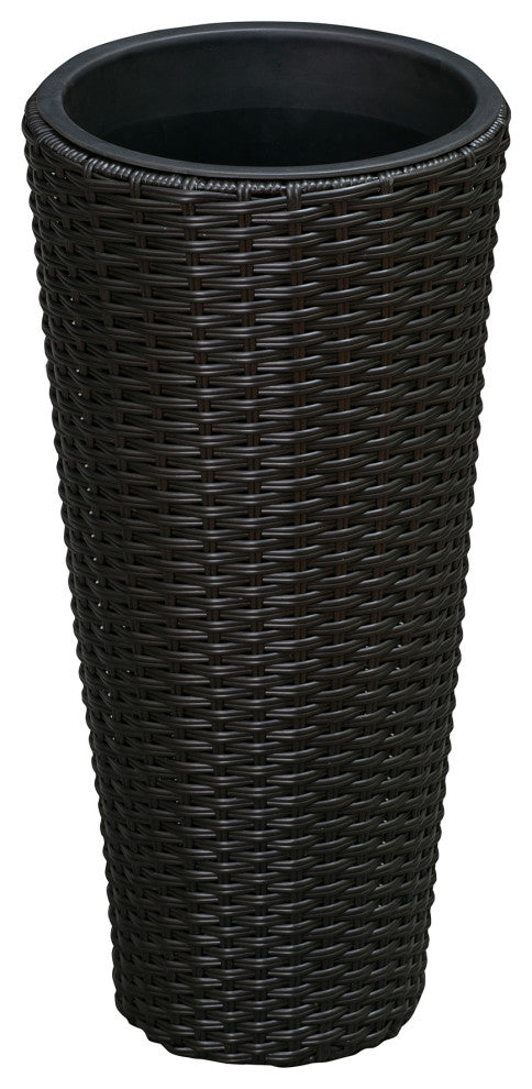 Noah Round Wicker Planter 2-Piece Set, Black