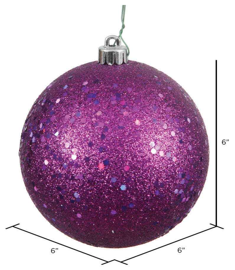 Vickerman N591526DQ 6" Plum Sequin Ball Ornament, 4 per Bag