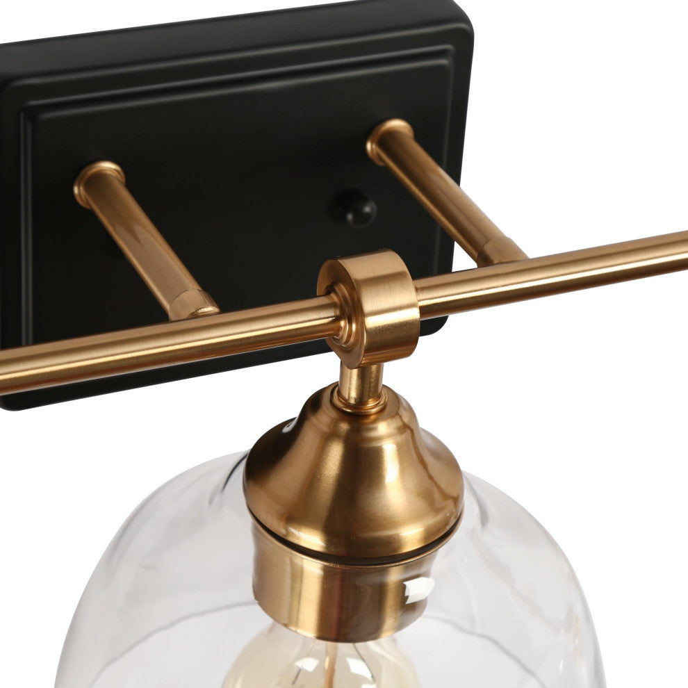 LNC 24.4" 3-Light Matte Black and Polished Gold Modern Bathroom Vanity Light
