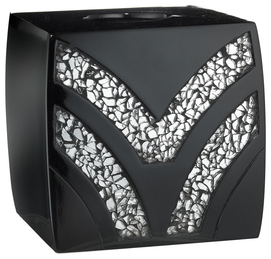 Popular Bath Sinatra Black Bath Accessories Tissue Box - 6"H x 6"W x 6"D