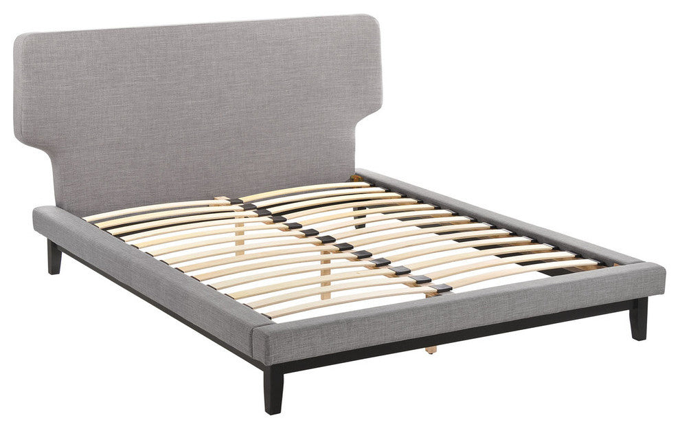 Modern Contemporary 3-Piece Set Queen Size Bedroom Set, Gray, Fabric, Wood