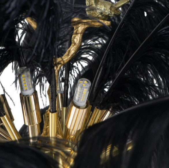 Akari Black Ostrich Feather Floor Lamp