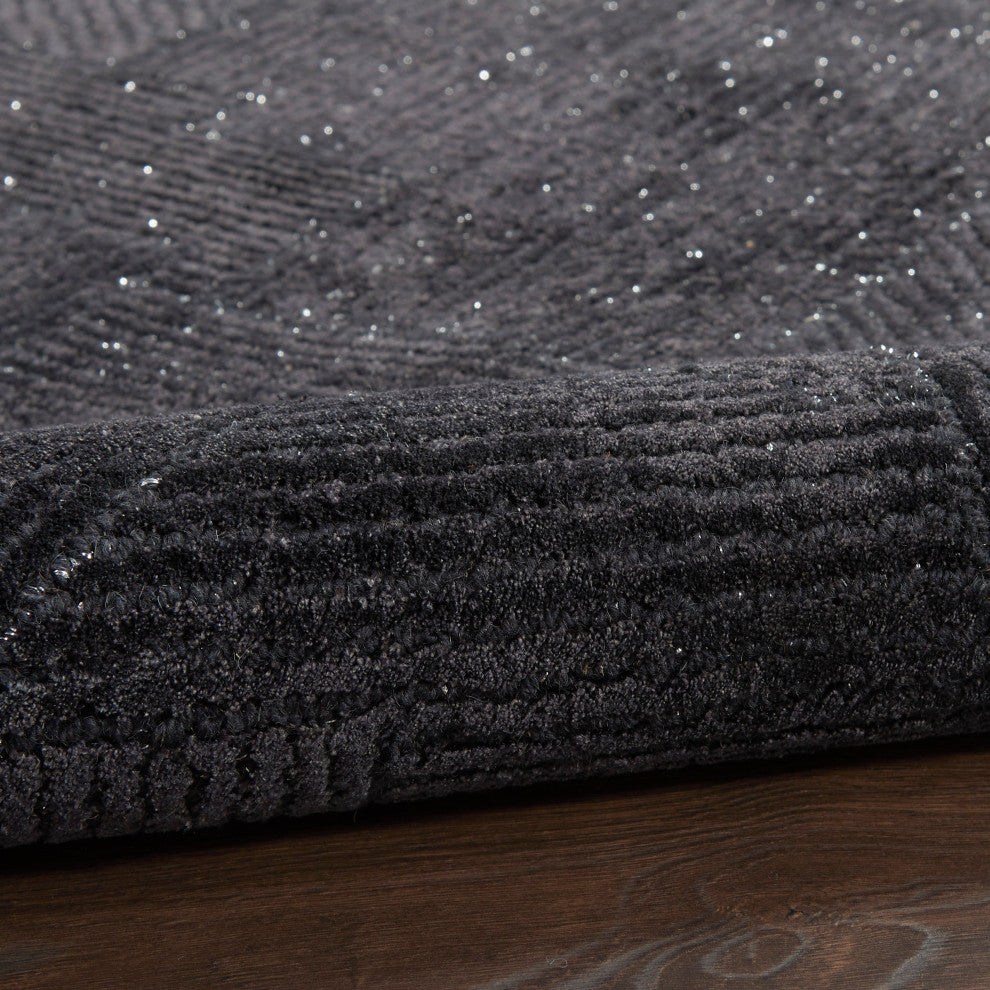 Michael Amini Ma30 Star 4' x 6' Black Modern Indoor Area Rug