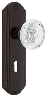 Deco Plate Privacy With Keyhole Crystal Meadows Knob, Timeless Bronze, 2.375"