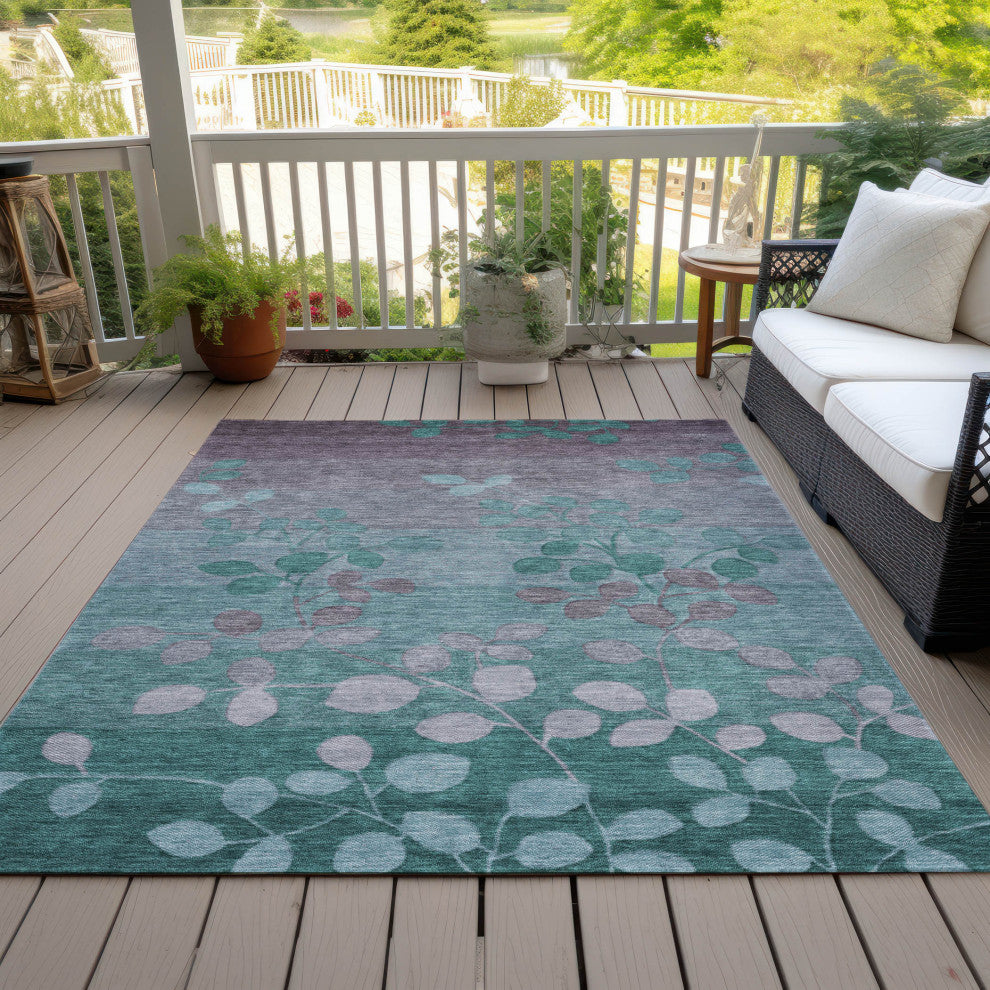 Machine Washable Indoor/Outdoor Chantille ACN1900 Teal 8' x 10' Rug