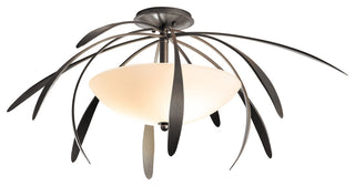 Dahlia Medium Semi-Flush, Dark Smoke Finish, Opal Glass