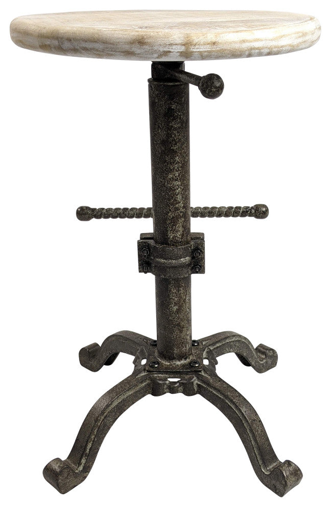 Justin Adjustable Stool, Natural Driftwood/Aged Iron