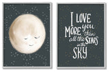 Cute Moon Starry Night Sky I Love You Phrase, 2pc, each 24 x 30