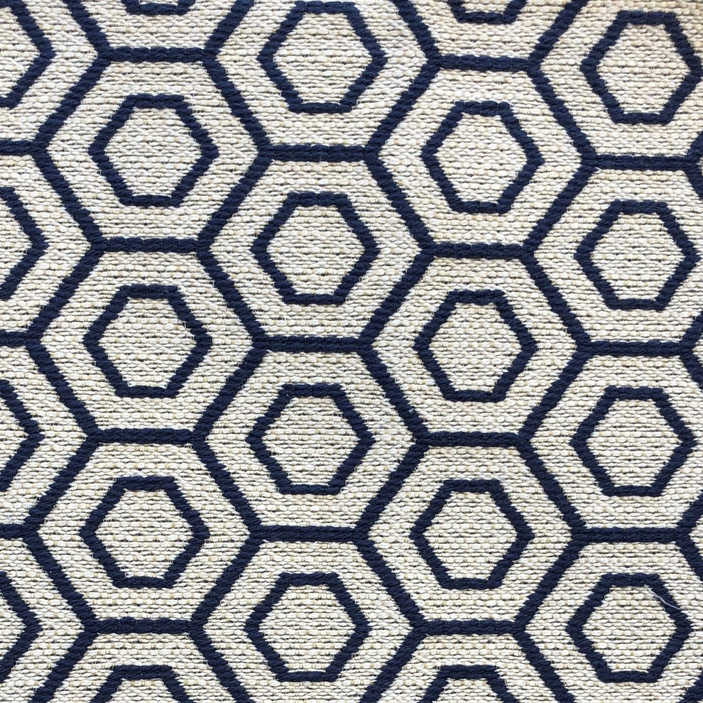 Myriad Hexagon Blue and Beige Luxury Throw Pillow, 20"x26" Standard